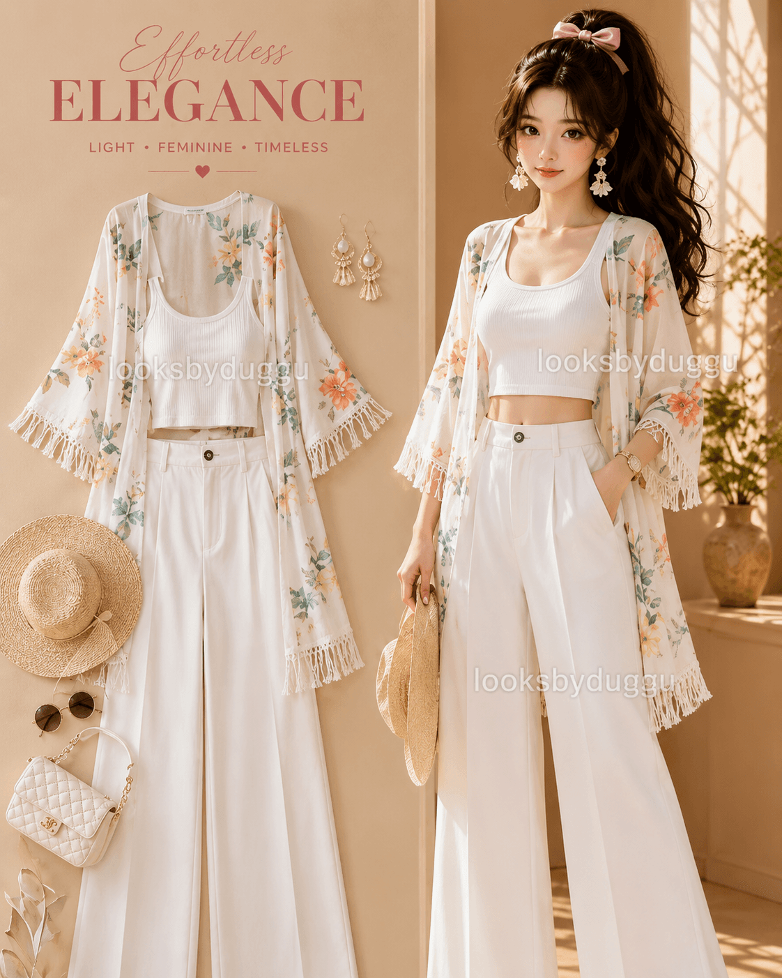 White Floral Fringe Shrug